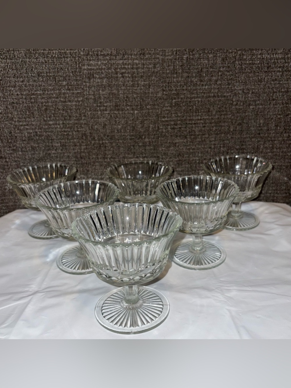 Vtg Old Flint EAPG W/ Star Border Cups Stem Dessert/Sherbet Set Of 6 Patriotic